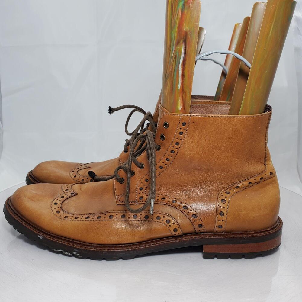 Gordon Rush Stafford Combat Boots Men 13 Brown Leather Wingtip Brogue Ankle